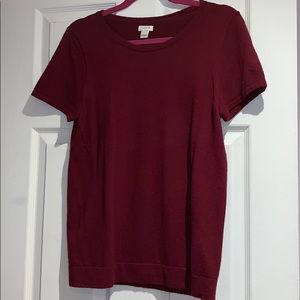 J.CREW burgundy short sleeve sweater